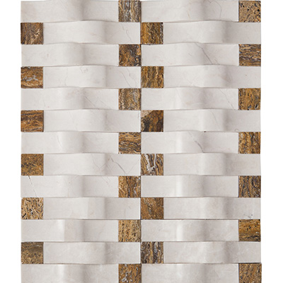 1.5x7.5 Camber Basket Weave Ice Mosaic Honed